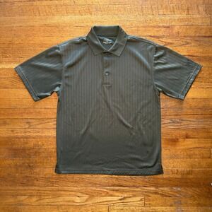 PGA Tour Men's Olive Green Vertical Stripe Golf Polo‎ Shirt M/M